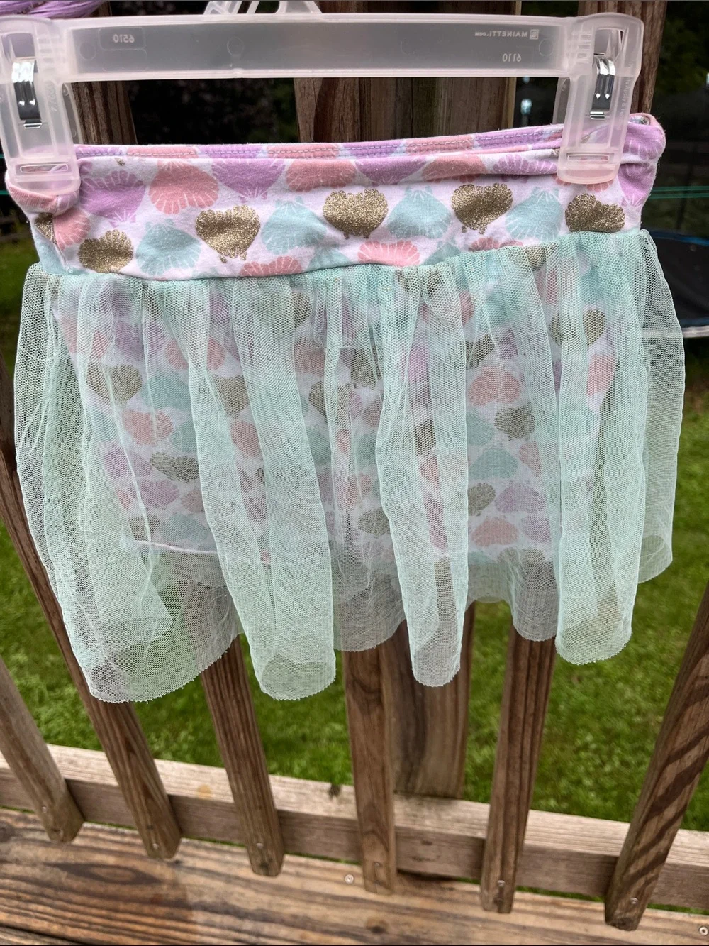 Gymboree Mint Tulle Skirt with Pink & Gold Shells